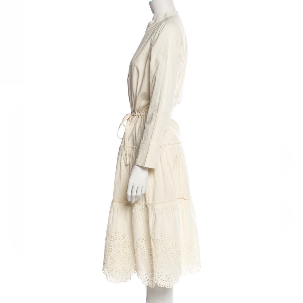 Apiece Apart / eyelet tiered midi shirt dress cream sz 4 small - Picture 2 of 6